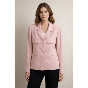 Kasper A.S.L Pastel Pink Career Blazer Jacket Structured Spring Office Size 14
